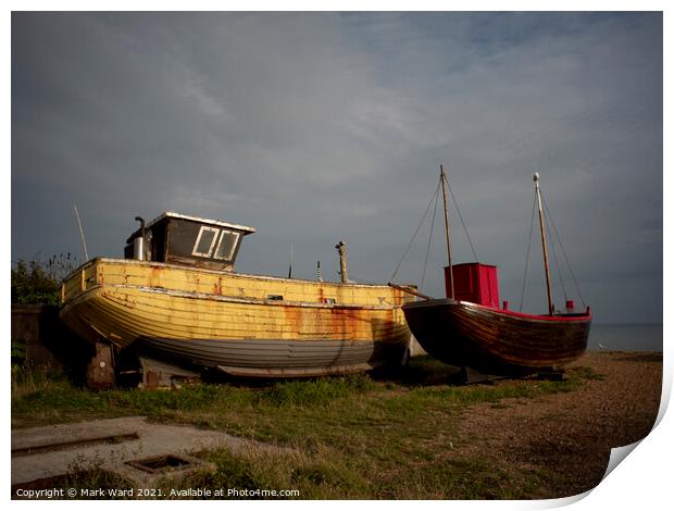 Retired Fishing Boats at the Stade Hastings. Print by Mark Ward