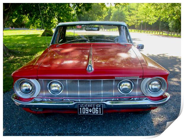 1962 Plymouth seen from the front Print by Stephanie Moore