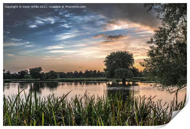 August sunset at Bushy Park Print by Kevin White