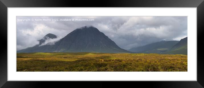 Buachaille Etive Mor Panorama Framed Mounted Print by Navin Mistry