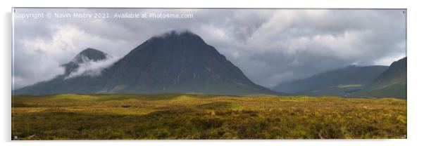 Buachaille Etive Mor Panorama Acrylic by Navin Mistry