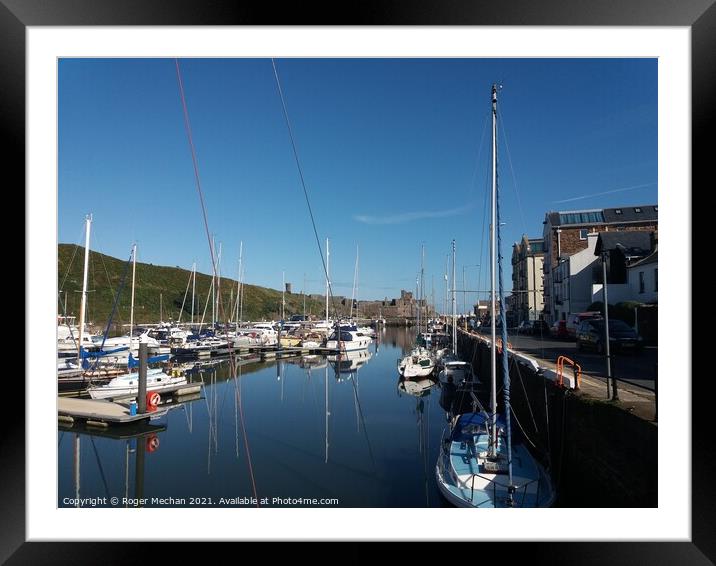 Castle and Yachts in Peel Framed Mounted Print by Roger Mechan