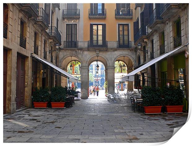 Plaça Reial, Barcelona Print by Tom Gomez