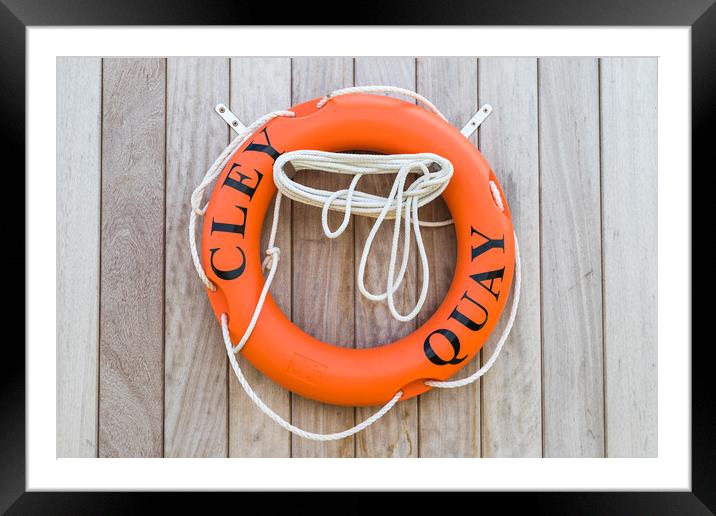 Life buoy at Cley Quay Framed Mounted Print by Jason Wells