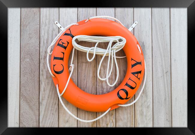 Life buoy at Cley Quay Framed Print by Jason Wells