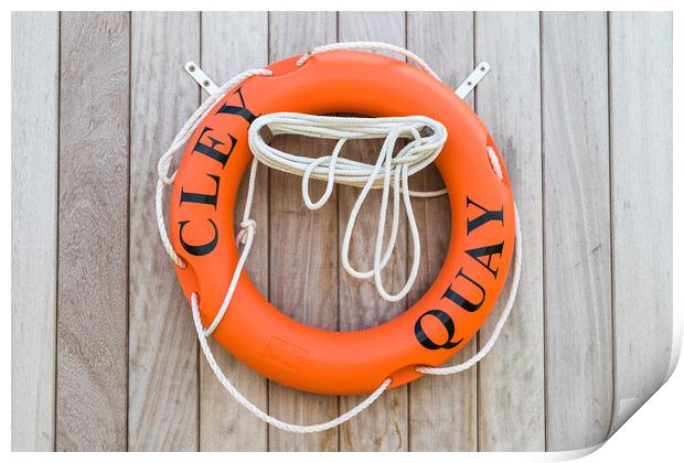 Life buoy at Cley Quay Print by Jason Wells