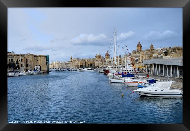 The Grand Harbour and city Malta Framed Print by Diana Mower