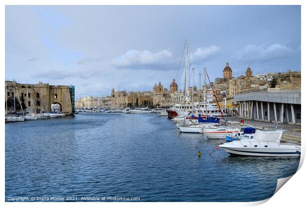 The Grand Harbour and city Malta Print by Diana Mower