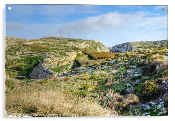 The bridges at Dwejra Gozo, Malta  Acrylic by Diana Mower