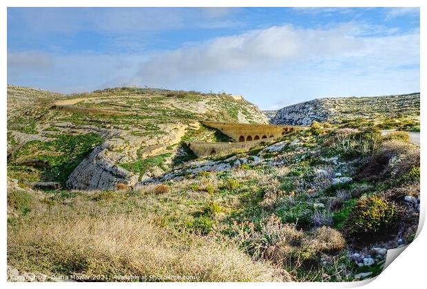 The bridges at Dwejra Gozo, Malta  Print by Diana Mower