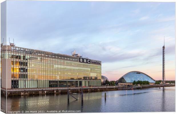 Pacific Quay, Glasgow Canvas Print by Jim Monk