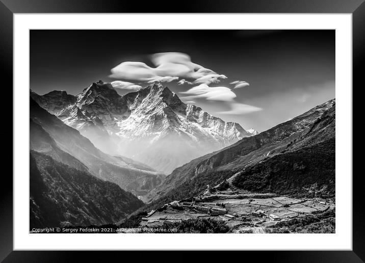 Sagarmatha National Park in the Nepal Himalaya. Framed Mounted Print by Sergey Fedoskin