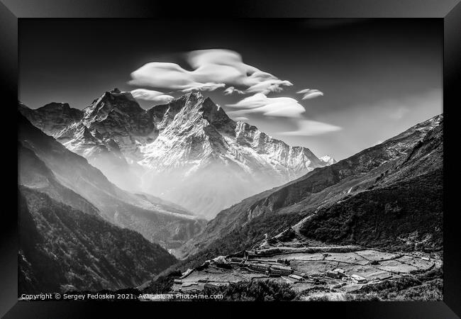 Sagarmatha National Park in the Nepal Himalaya. Framed Print by Sergey Fedoskin