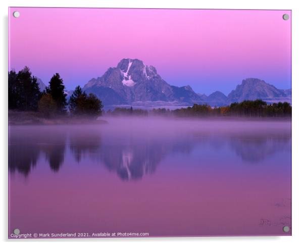 Mount Moran Pre Dawn Acrylic by Mark Sunderland