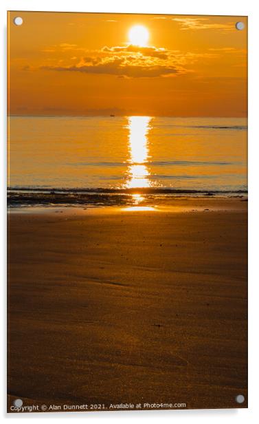 Sunrise and glitter on Embleton Beach, Northumbria Acrylic by Alan Dunnett