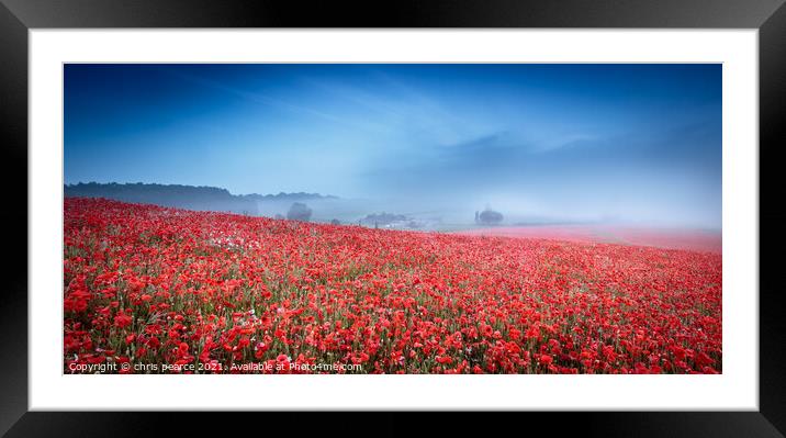 misty poppies  Framed Mounted Print by chris pearce