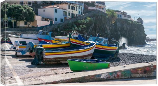 The Harbour at Camara De Lobos, Madeira Canvas Print by Jo Sowden