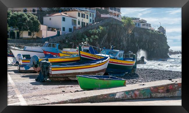 The Harbour at Camara De Lobos, Madeira Framed Print by Jo Sowden