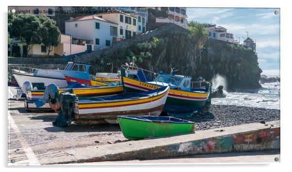 The Harbour at Camara De Lobos, Madeira Acrylic by Jo Sowden