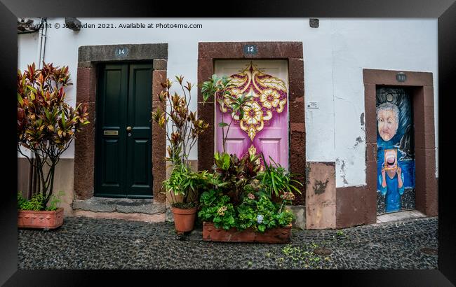 Funchal Doors, Madeira Framed Print by Jo Sowden