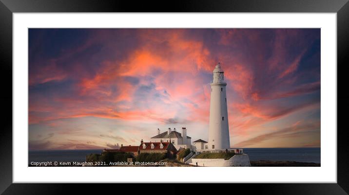 Majestic Sunset at St Marys Lighthouse Framed Mounted Print by Kevin Maughan