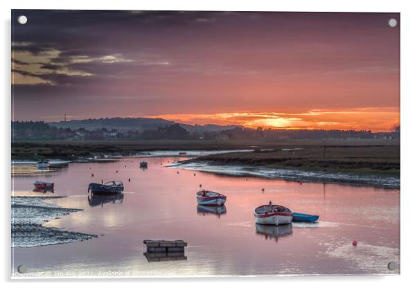 Sunset Burnham Overy Staithe Norfolk Acrylic by Jim Key