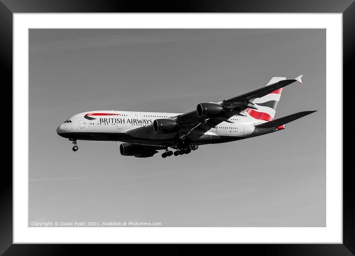 British Airways Airbus A380-841        Framed Mounted Print by David Pyatt