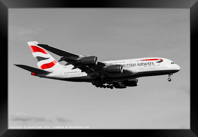 British Airways Airbus A380               Framed Print by David Pyatt