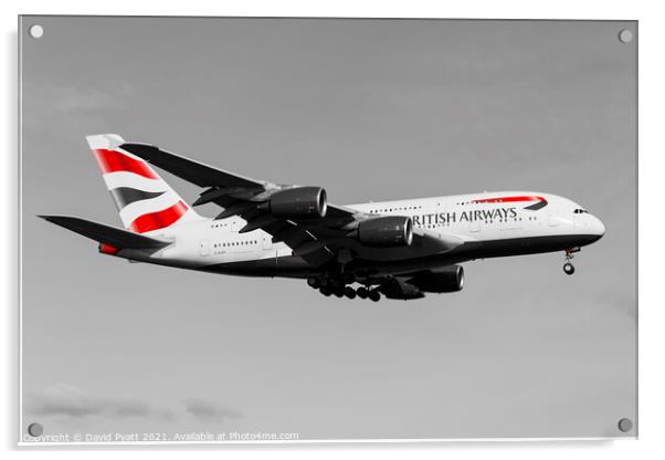 British Airways Airbus A380               Acrylic by David Pyatt