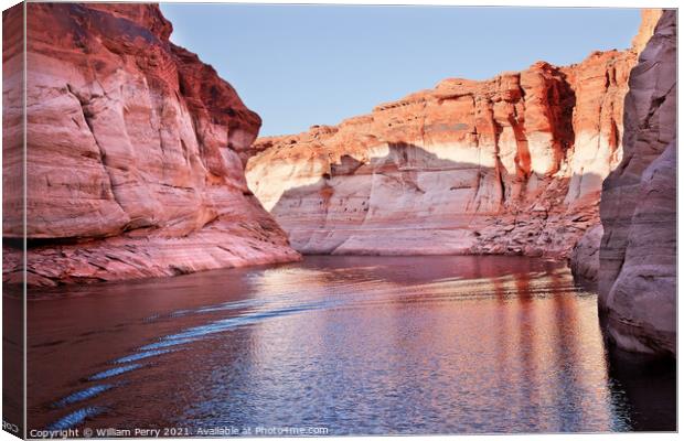 Pink Antelope Canyon Reflection Lake Powell Arizona Canvas Print by William Perry