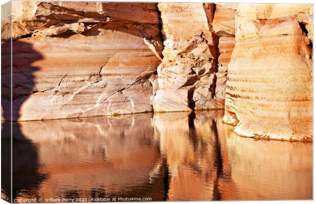 Antelope Slot Canyon Reflection Lake Powell Arizona Canvas Print by William Perry