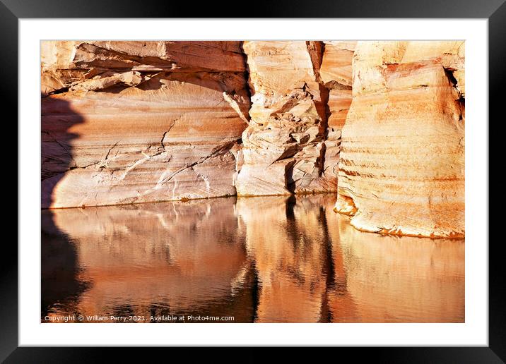 Antelope Slot Canyon Reflection Lake Powell Arizona Framed Mounted Print by William Perry