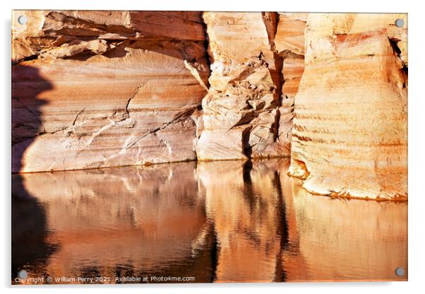 Antelope Slot Canyon Reflection Lake Powell Arizona Acrylic by William Perry