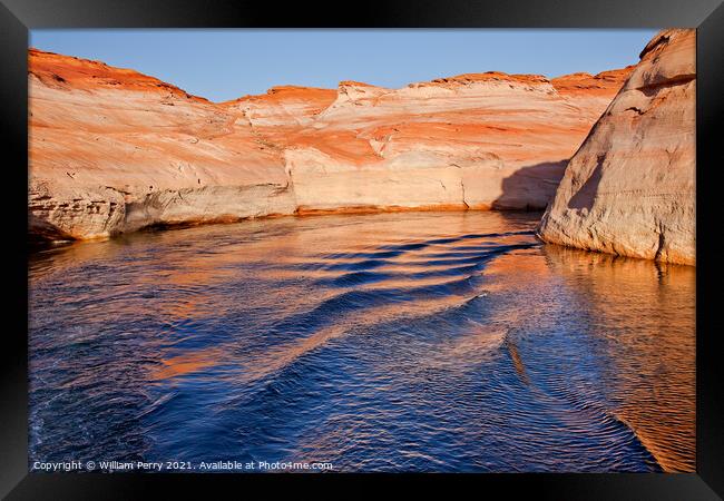 Antelope Canyon Reflection Lake Powell Arizona Framed Print by William Perry