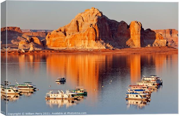 Castle Rock Wahweap Bay Marina House Boats Lake Powell Glen Cany Canvas Print by William Perry
