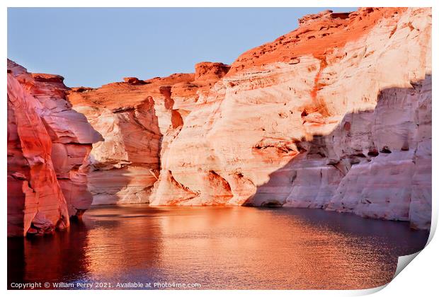 Orange Pink Antelope Canyon Reflection Lake Powell Arizona Print by William Perry