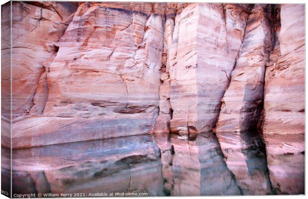 Pink Walls Antelope Slot Canyon Reflection Lake Powell Arizona Canvas Print by William Perry