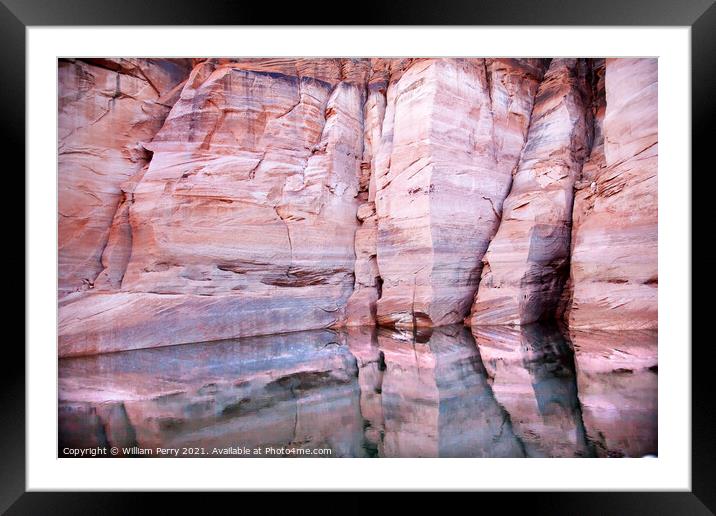 Pink Walls Antelope Slot Canyon Reflection Lake Powell Arizona Framed Mounted Print by William Perry