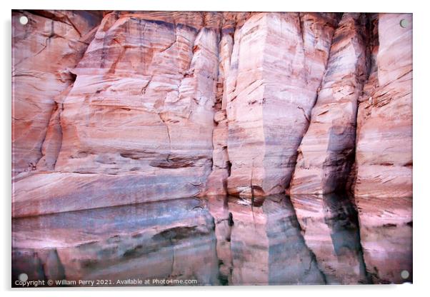 Pink Walls Antelope Slot Canyon Reflection Lake Powell Arizona Acrylic by William Perry
