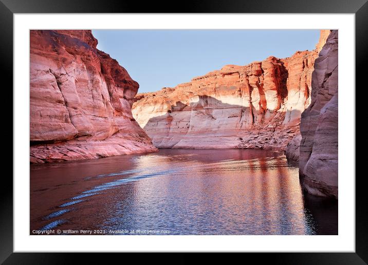 Pink Antelope Canyon Reflection Lake Powell Arizona Framed Mounted Print by William Perry