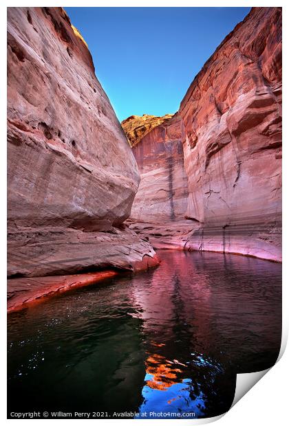 Pink Antelope Slot Canyon Reflection Lake Powell Arizona Print by William Perry