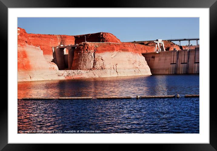 Glen Canyon Dam Lake Powell Canyon Walls Arizona Framed Mounted Print by William Perry