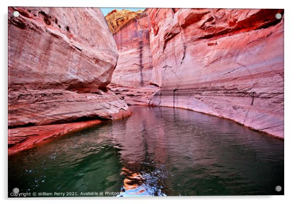 Pink Antelope Slot Canyon Reflection Lake Powell Arizona Acrylic by William Perry
