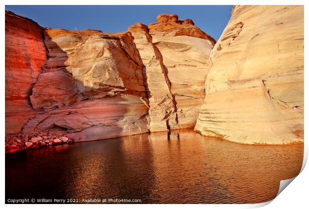 Orange Pink Antelope Canyon Reflection Lake Powell Arizona Print by William Perry