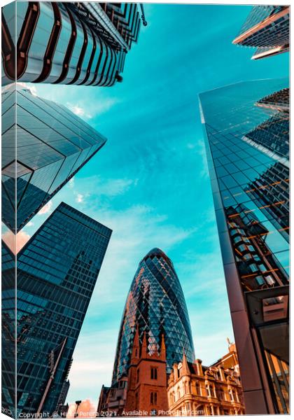The Gherkin, Lloyds, The Scalpel, Leadenhall and Willis Buildings, City of London Canvas Print by Hiran Perera