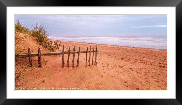 Sand and Fence Framed Mounted Print by Anthony Dillon