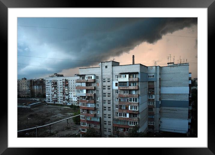 Thunderstorm over the city Framed Mounted Print by Stan Lihai