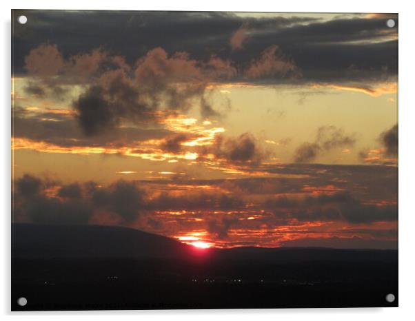 Sunset over the hills Acrylic by Stephanie Moore