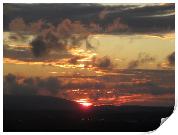Sunset over the hills Print by Stephanie Moore