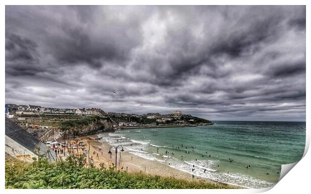 Stormy Newquay Beach Cornwall  Print by Ollie Hully